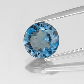 Topaze bleue naturelle coupe roude, 1,75 ct, SI