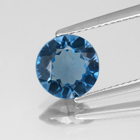 Topaze bleue naturelle coupe roude, 1,80 ct, VS