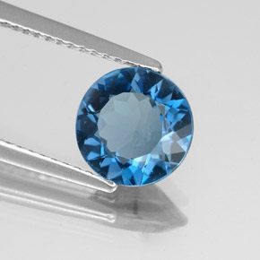 Topaze bleue naturelle coupe roude, 1,80 ct, VS