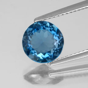 Topaze bleue naturelle coupe roude, 1,97 ct, VS
