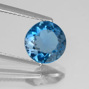 Topaze bleue naturelle coupe roude, 1,97 ct, VS