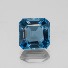 Topaze bleue naturelle taille émeraude, 3,10 ct, VVS