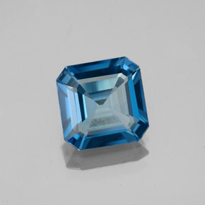 Topaze bleue naturelle taille émeraude, 2,06 ct, VVS-VS
