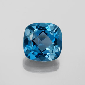 Topaze bleue naturelle coupe coussin, 3,68 ct, VVS