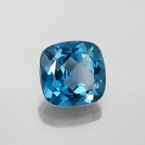 Topaze bleue naturelle coupe coussin, 3,68 ct, VVS
