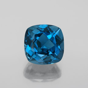Topaze bleue naturelle coupe coussin, 4,45 ct, VVS