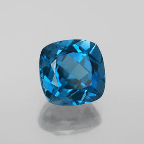 Topaze bleue naturelle coupe coussin, 4,45 ct, VVS