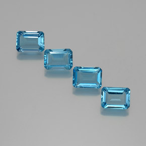 Achetez naturel 6.99ct Bleu Suisse Topaze gems, Taille émeraude, En provenance Brésil chez GemSelect. En stock, livraison internationale!