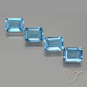 7.18ctw Naturel Bleu Suisse Topaze, Taille émeraude, VS