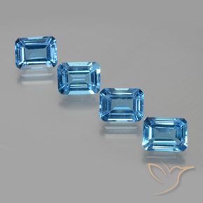7.79ctw Naturel Bleu Suisse Topaze, Taille émeraude, VS