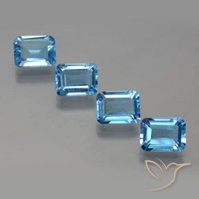 7.75ctw Naturel Bleu Suisse Topaze, Taille émeraude, VVS-VS