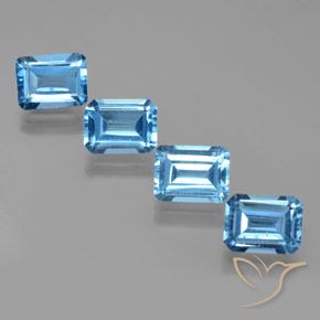 8.16ctw Naturel Bleu Suisse Topaze, Taille émeraude, VS