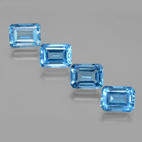 Achetez naturel 8.59ct Bleu Suisse Topaze gems, Taille émeraude, En provenance Brésil chez GemSelect. En stock, livraison internationale!