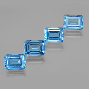 Achetez naturel 8.59ct Bleu Suisse Topaze gems, Taille émeraude, En provenance Brésil chez GemSelect. En stock, livraison internationale!