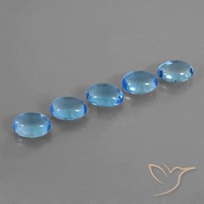 5.00ctw Naturel Bleu Suisse Topaze, ovale, Transparent