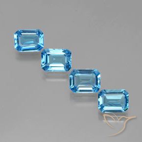 6.94ctw Naturel Bleu Suisse Topaze, Taille émeraude, VVS-VS