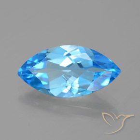 Topaze Bleu Suisse naturelle Marquise, 4.31 ct, VVS-VS