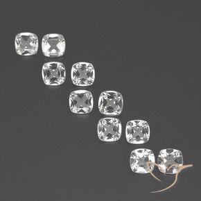Shop natural 4.40ct Blanc clair Topaze gems, Coussin, from Brésil at GemSelect. In stock, global shipping!