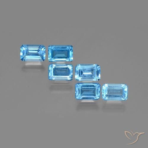 Achetez naturel 4,26ct bleue topaze gems, taille émeraude, en provenance brésil chez gemselect. en stock, livraison internationale!