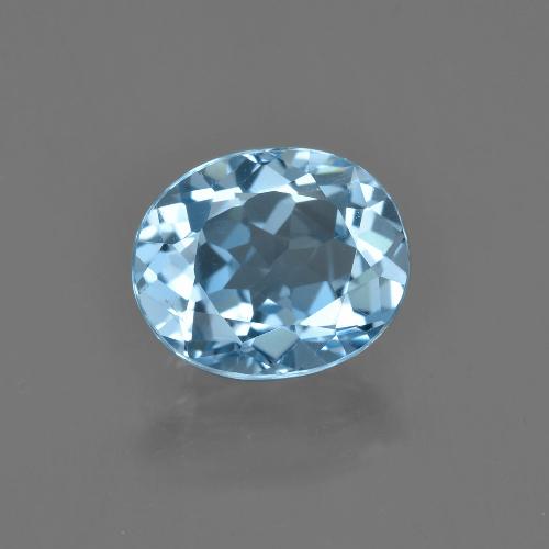 Topaze bleue naturelle coupe ovale, 3,38 ct, VS