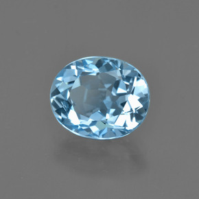 Topaze bleue naturelle coupe ovale, 3,38 ct, VS