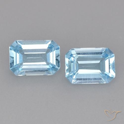2.17ctw Naturel Bleu ciel Topaze, Taille émeraude, VS