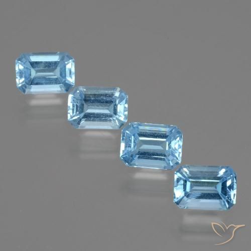 4.72ctw Naturel Bleu ciel Topaze, Taille émeraude, VVS-VS