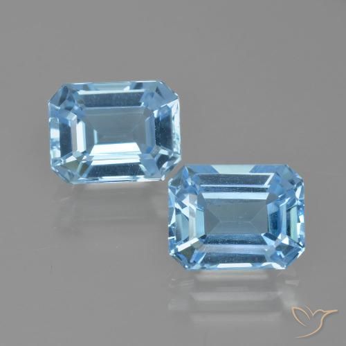6.15ctw Naturel Bleu ciel Topaze, Taille émeraude, VVS-VS