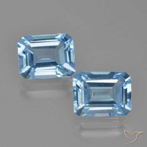 5.93ctw Naturel Bleu ciel Topaze, Taille émeraude, VVS-VS