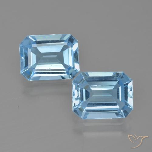 5.19ctw Naturel Bleu ciel Topaze, Taille émeraude, VS