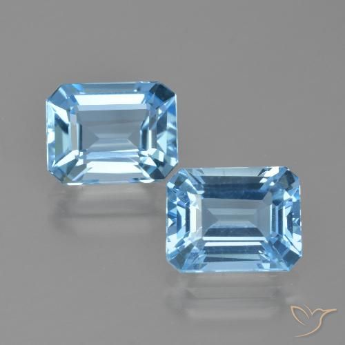 5.86ctw Naturel Bleu ciel Topaze, Taille émeraude, VVS-VS