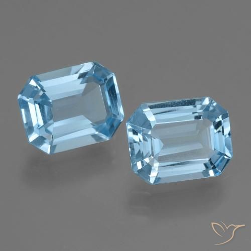4.47ctw Naturel Bleu ciel Topaze, Taille émeraude, VS