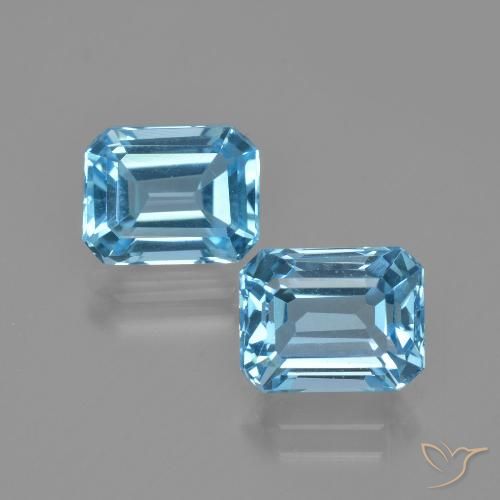 5.97ctw Naturel Bleu ciel Topaze, Taille émeraude, VVS-VS