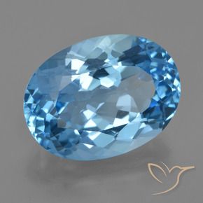 Topaze Bleu Suisse naturelle ovale, 22.72 ct, VVS-VS