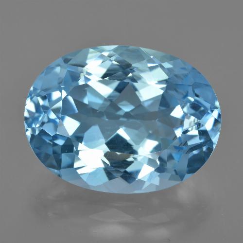 Topaze bleue naturelle coupe ovale, 22,82 ct, VVS