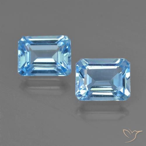 5.75ctw Naturel Bleu ciel Topaze, Taille émeraude, VVS