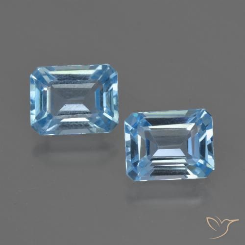 5.73ctw Naturel Bleu ciel Topaze, Taille émeraude, VVS-VS