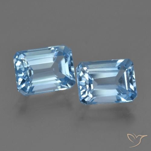 5.01ctw Naturel Bleu ciel Topaze, Taille émeraude, VS
