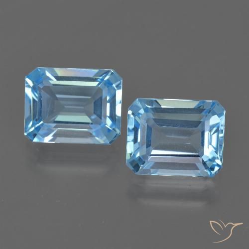 5.23ctw Naturel Bleu Suisse Topaze, Taille émeraude, VVS