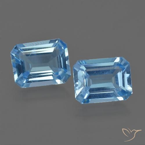 Achetez naturel 4,75ct bleue topaze gems, taille émeraude, en provenance brésil chez gemselect. en stock, livraison internationale!