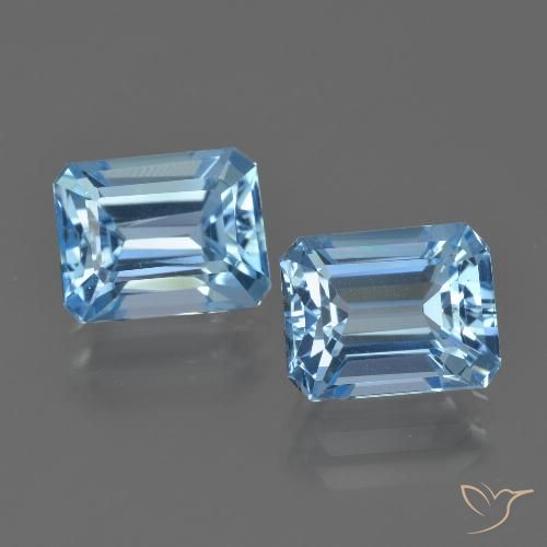 6.26ctw Naturel Bleu Suisse Topaze, Taille émeraude, VVS