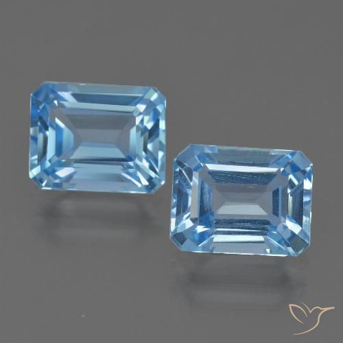 5.96ctw Naturel Bleu ciel Topaze, Taille émeraude, VS