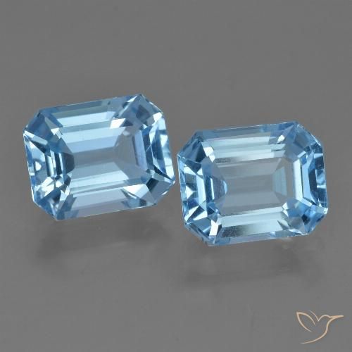 5.73ctw Naturel Bleu ciel Topaze, Taille émeraude, VS
