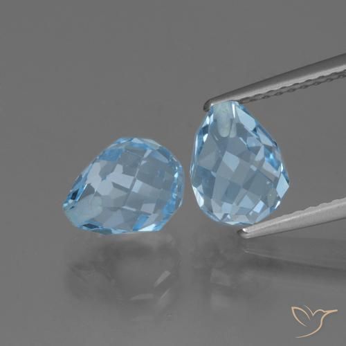 5.06ctw Naturel Bleu ciel Topaze, Briolette, VVS-VS