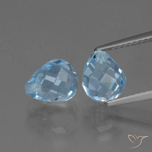 4.96ctw Naturel Bleu ciel Topaze, Briolette, VVS-VS