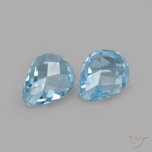 4.95ctw Naturel Bleu ciel Topaze, Briolette, VVS-VS