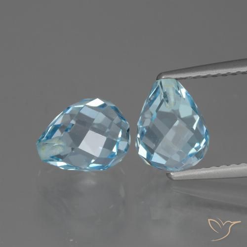 5.25ctw Naturel Bleu Suisse Topaze, Briolette, VVS-VS