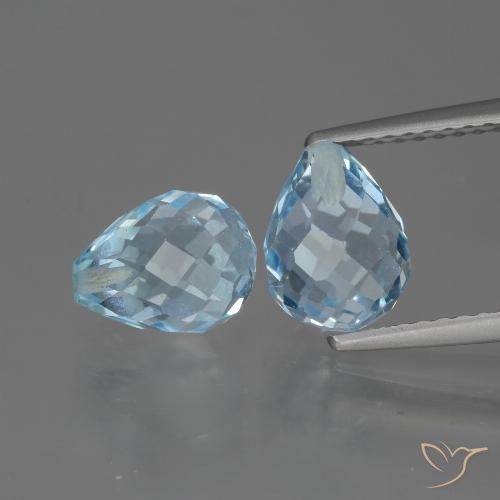4.98ctw Naturel Bleu ciel Topaze, Briolette, VVS-VS