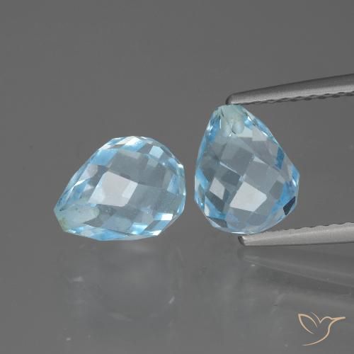 5.07ctw Naturel Bleu Suisse Topaze, Briolette, VVS-VS