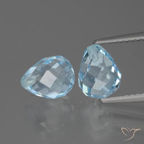 5.08ctw Naturel Bleu ciel Topaze, Briolette, VVS-VS